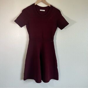 Sandro Red Short Sleeve Fit & Flare Dress 4